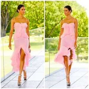 Gianni Bini “Sam” Sweetheart Neck Ruffle Chiffon Dress – Size 8